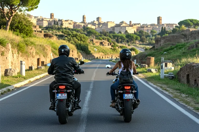 moto tour riding back to the Rome