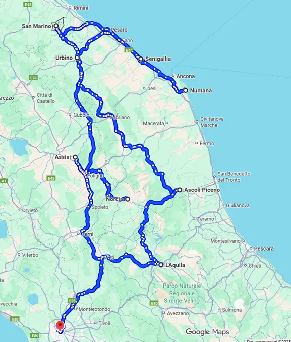 Italy Moto Tours Harley-Davidson Spring Rally Ride map