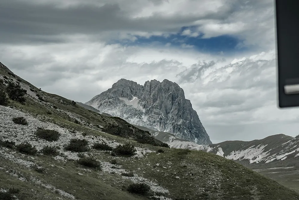 Italy Moto Tours Rocky peak of Corno Grande in the Gran Sasso massif, Abruzzo, Italy