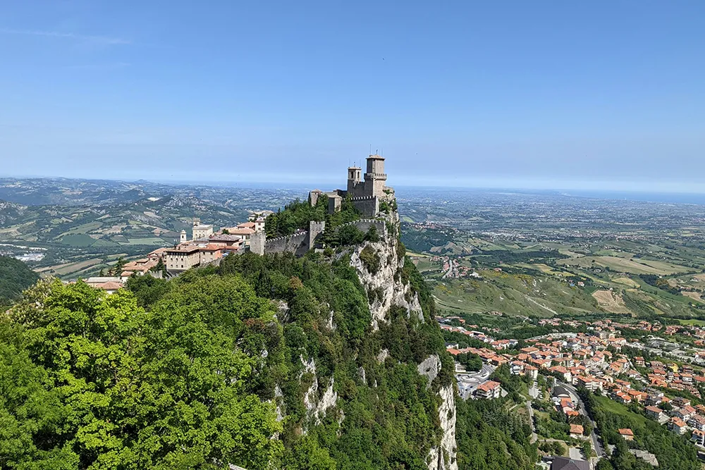 Italy Moto Tours Fortress of Guaita perched on Monte Titano above the Republic of San Marino